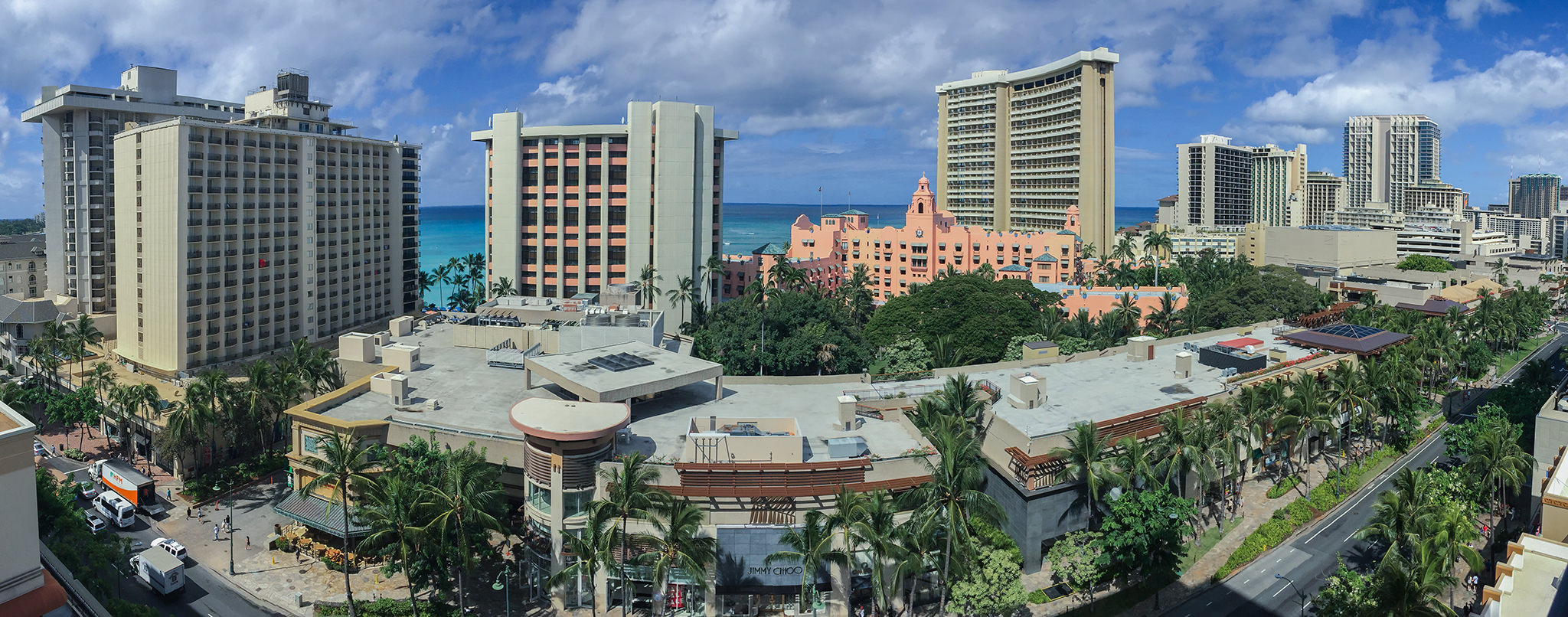 Panoramic view of Kalakaua Avenue, Waikiki